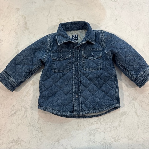 Baby GAP Kids Blue Quilted Jacket 12-18 mos button up - Picture 1 of 8